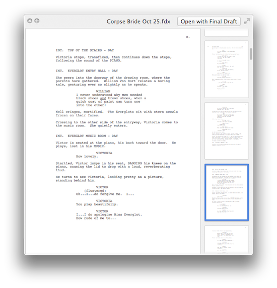 final draft quick look