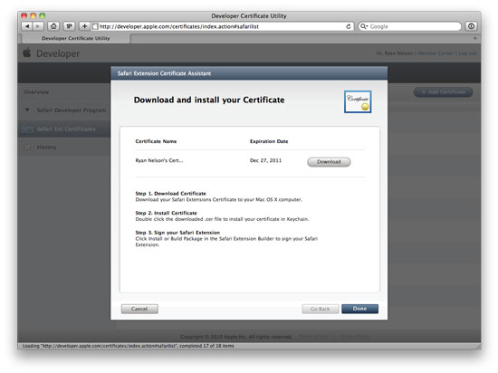 Step 6: Install developer certificate Step 6: Install developer certificate