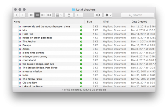 finder window showing chapters