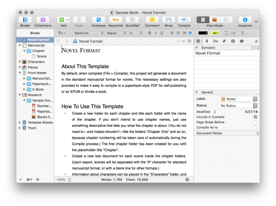 scrivener window
