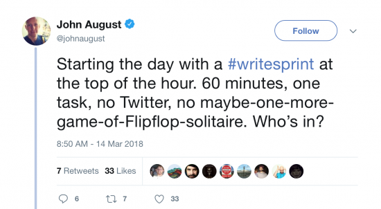 tweet about writesprint