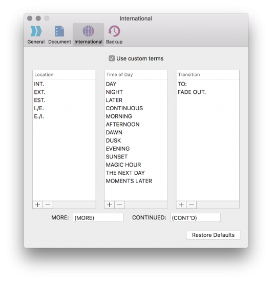international prefs