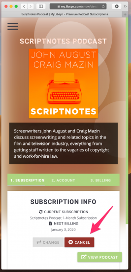 screenshot with cancel button