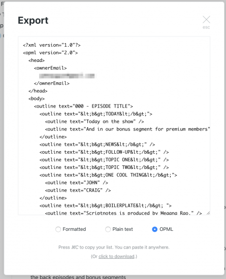workflowy opml
