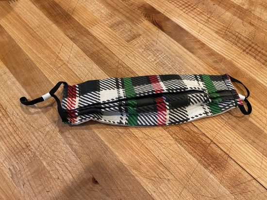 red and green plaid face mask
